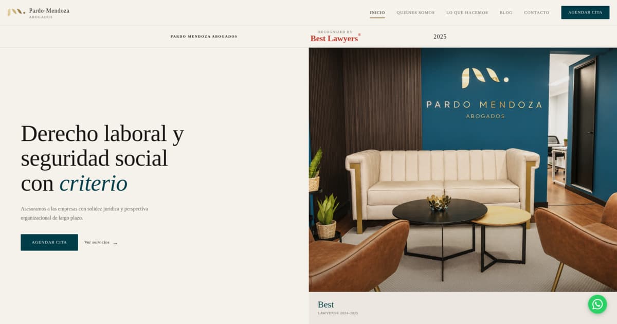 Sitio web de Pardo Mendoza Abogados